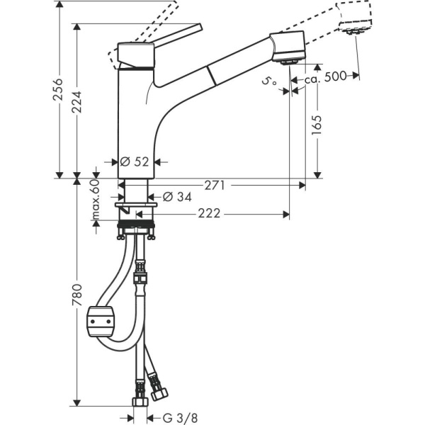 Смеситель hansgrohe Talis S для кухонной мойки 32841000, хром