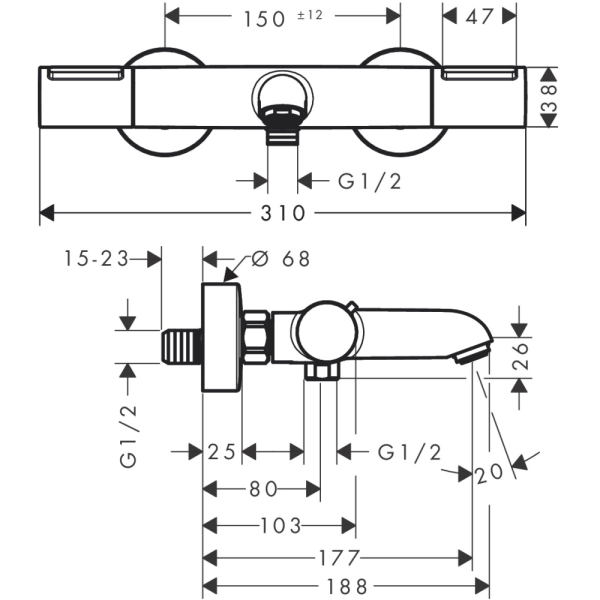 Термостат для ванны hansgrohe Ecostat Element, 13347000, хром