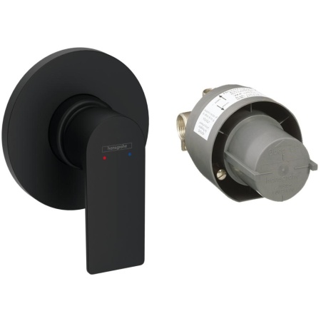 Смеситель для душа hansgrohe Rebris E, скрытого монтажа, в комплекте со скрытой частью 72658670, матовый черный