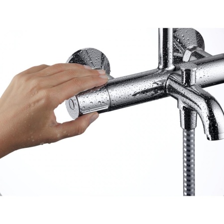 Душевая система Showerpipe 230 1jet с термостатом для ванны Hansgrohe Vernis Shape 26284000, хром