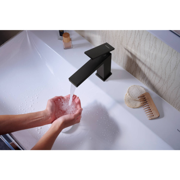 Смеситель для раковины hansgrohe Tecturis E 110 CoolStart, EcoSmart+, 73012670, матовый черный