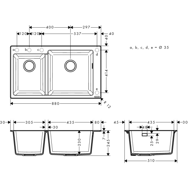 Встраиваемая мойка hansgrohe S51, S510-F760