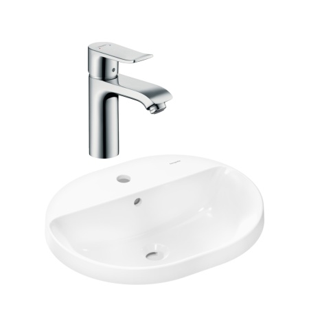 Готовый набор для раковины hansgrohe Xuniva U встраиваемой со смесителем Metris 110 HG-PR188, белый/хром