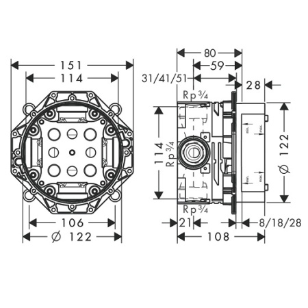 71468000S Set HG Vernis Shape смеситель для ванны (71468000+01800180)