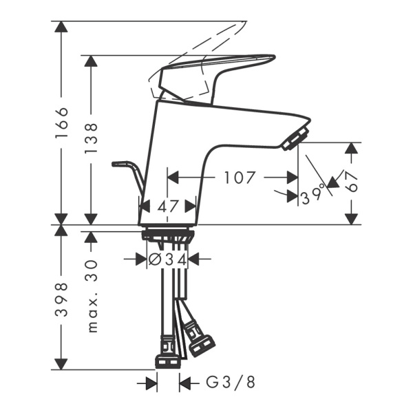 Hansgrohe Logis Смеситель для раковины 70 черный матовый 71070670