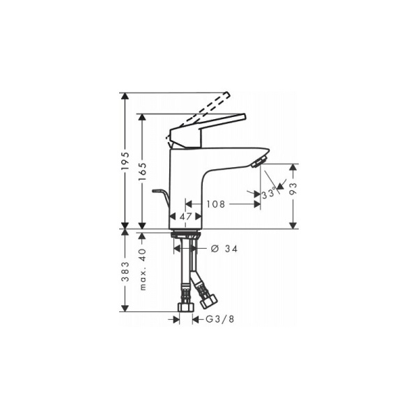 Смеситель для раковины hansgrohe Logis Loop 100 CoolStart, со сливным гарнитуром 71154000, хром