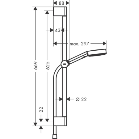 Душевой гарнитур hansgrohe Pulsify Select S 105 3jet Relaxation EcoSmart cо штангой 65 см 24161000, хром