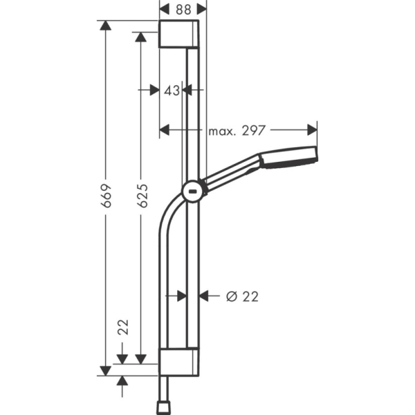 Душевой гарнитур hansgrohe Pulsify Select S 105 3jet Relaxation EcoSmart cо штангой 65 см 24161000, хром