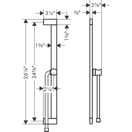 Душевая штанга hansgrohe Unica S Puro 650 мм со слайдером и шлангом Isiflex 1600 мм 24402700, матовый белый