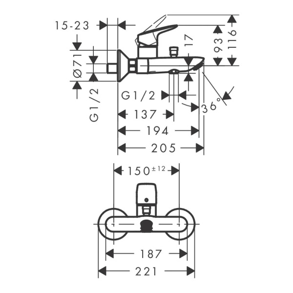 Hansgrohe MyCube Смеситель для ванны и душа хром 71241000