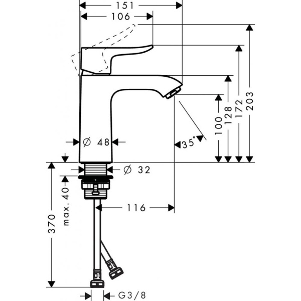 Смеситель hansgrohe Metris для раковины 31084000, хром