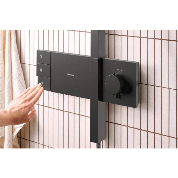 Душевая система hansgrohe Raindance Alive S Showerpipe 300 2jet с термостатом ShowerSelect Comfort, 24595340, шлифованный черный хром