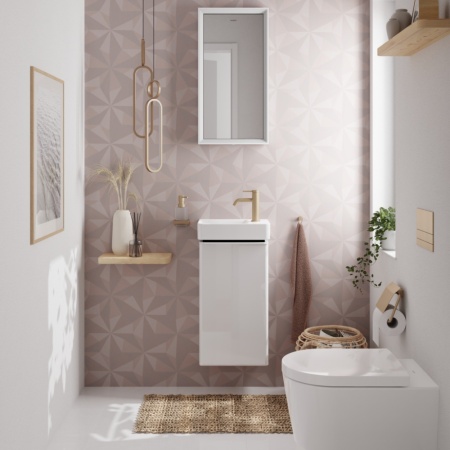 Cмеситель для раковины hansgrohe Tecturis S 80 CoolStart EcoSmart+, 73301140, шлифованная бронза