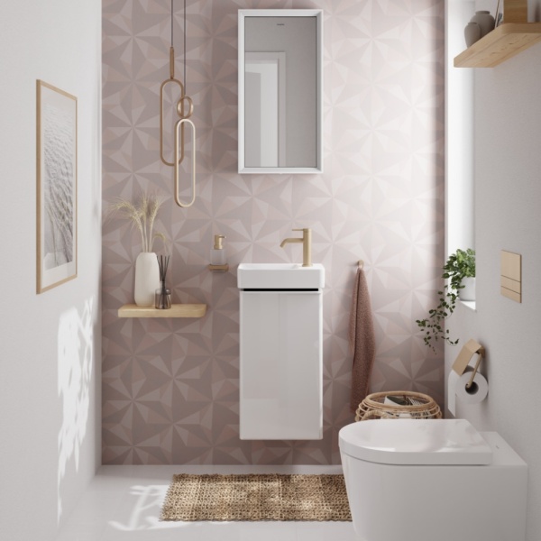 Cмеситель для раковины hansgrohe Tecturis S 80 CoolStart EcoSmart+, 73301140, шлифованная бронза