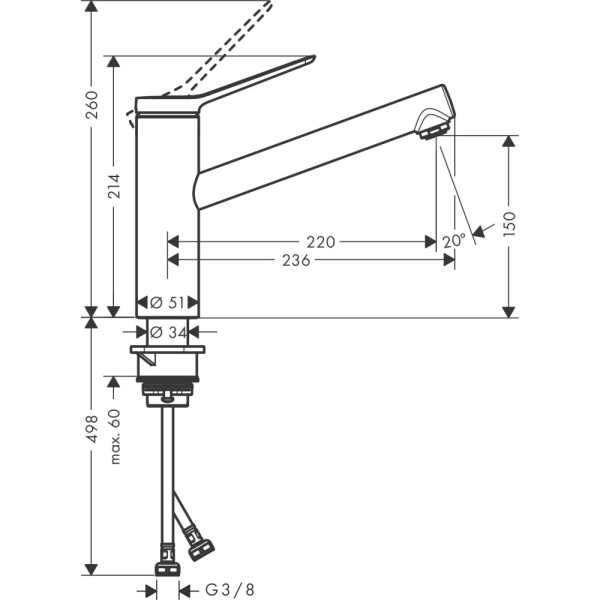 Смеситель для кухонной мойки hansgrohe Zesis M33 150, с поворотным изливом 74802670, матовый черный