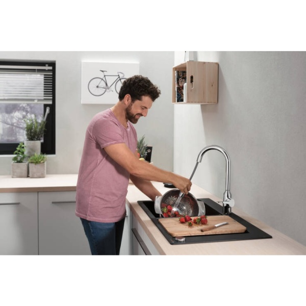 Смеситель для кухонной мойки hansgrohe Focus M43 180, с вытяжным душем 2jet 71811000, хром