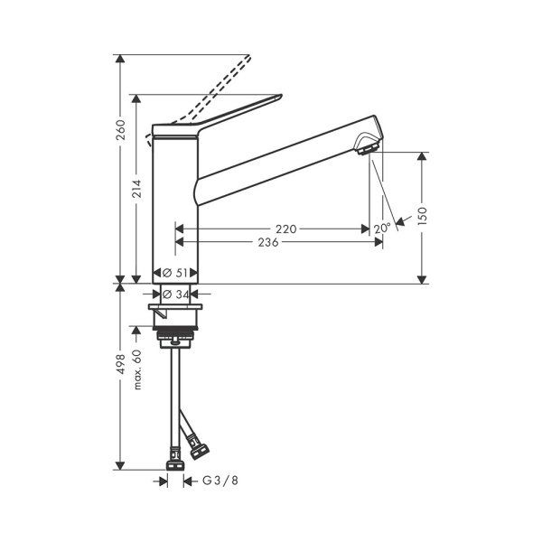 Hansgrohe Zesis M33 Кухонный смеситель однорычажный 150 1jet хром 74802000