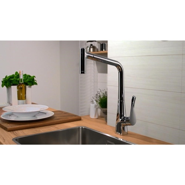Смеситель hansgrohe Metris для кухонной мойки 14820800, под сталь