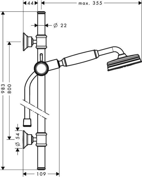 Hansgrohe Axor Montreux 27982820 Душевой гарнитур (шлиф.никель)