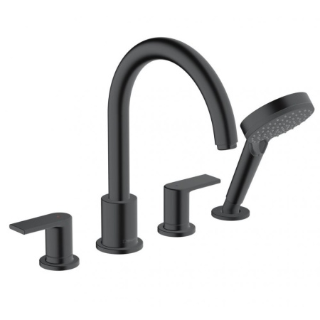 Смеситель на край ванны на 4 отверстия Hansgrohe Vernis Shape 71459670, матовый черный