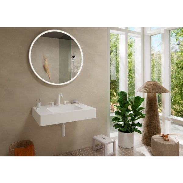 Смеситель для раковины hansgrohe Tecturis S 150 EcoSmart+, со сливным клапаном Push-Open, 73330700, матовый белый