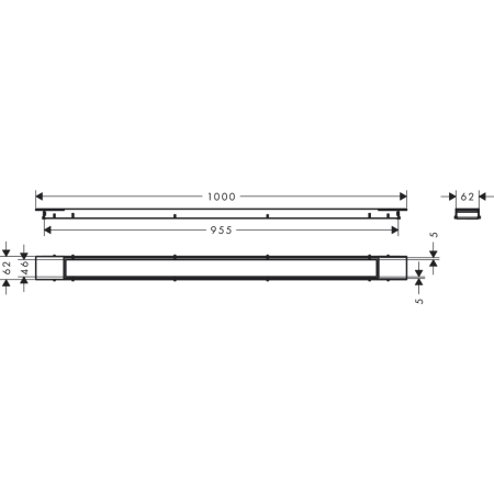 Внешняя часть трапа для душа hansgrohe RainDrain Match Plus, 100 см, с регулировкой по высоте 56217800, нержавеющая сталь