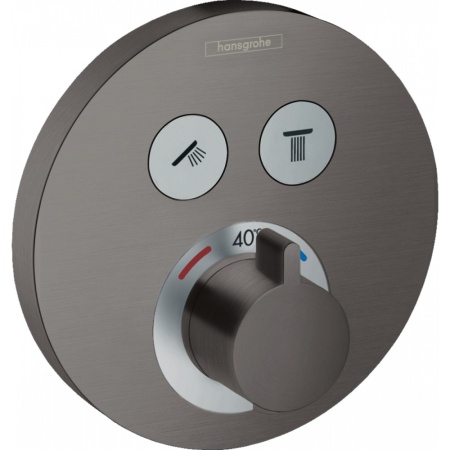 Термостат Hansgrohe ShowerSelect S, для 2 потребителей, СМ 15743340, шлифованный черный хром