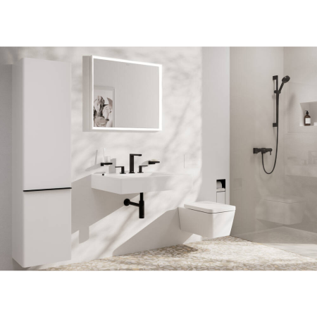 Смеситель для раковины hansgrohe Tecturis E 150 EcoSmart+, с донным клапаном Push-Open, 73030670, матовый черный