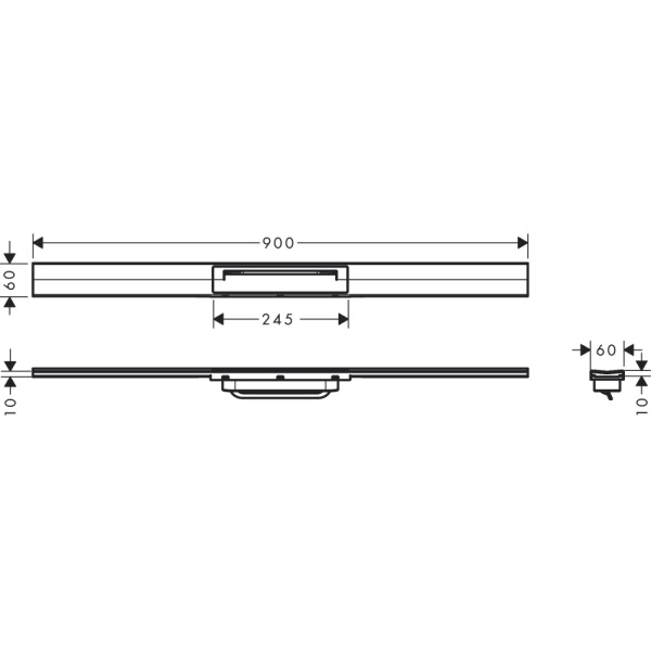 Внешняя часть трапа для душа hansgrohe RainDrain Flex, 90 см, укорачиваемая 56045670, матовый черный