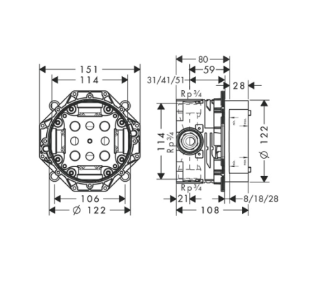 Смеситель для душа со скрытой частью Hansgrohe Vivenis 75615670S черный матовый