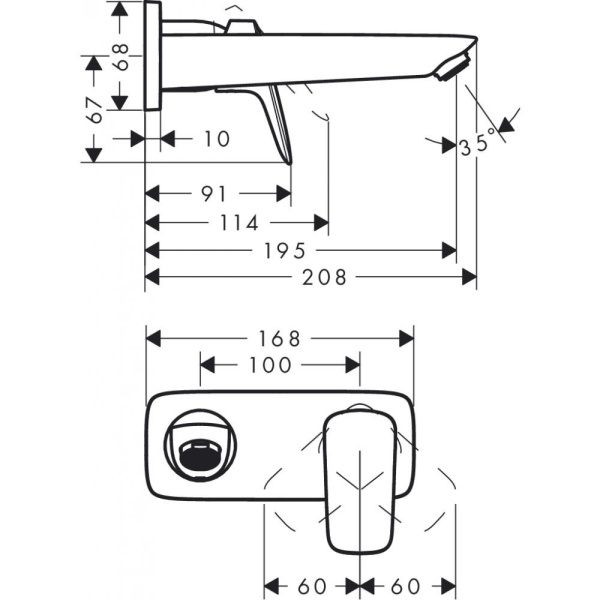 Смеситель для раковины hansgrohe Logis 71220000, настенный, хром