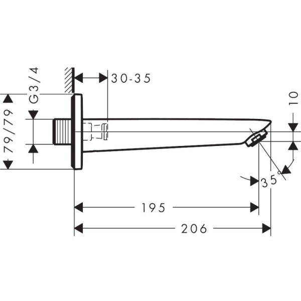 Излив hansgrohe Logis для ванны 71410000, хром
