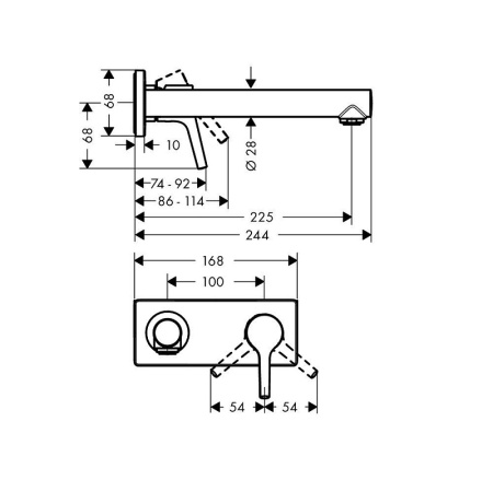 Комплект смеситель для раковины Hansgrohe Talis S 72111000S, хром, с внутренней частью
