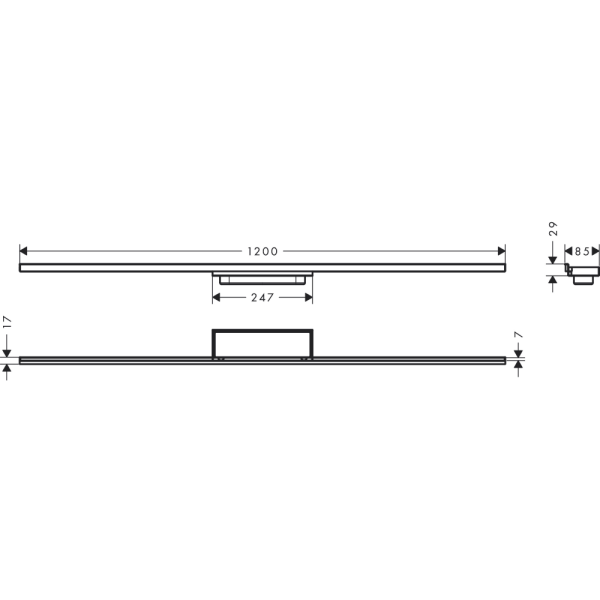 Внешняя часть трапа для душа hansgrohe RainDrain Minimalistic, 120 см, с регулировкой по высоте 56223000, хром