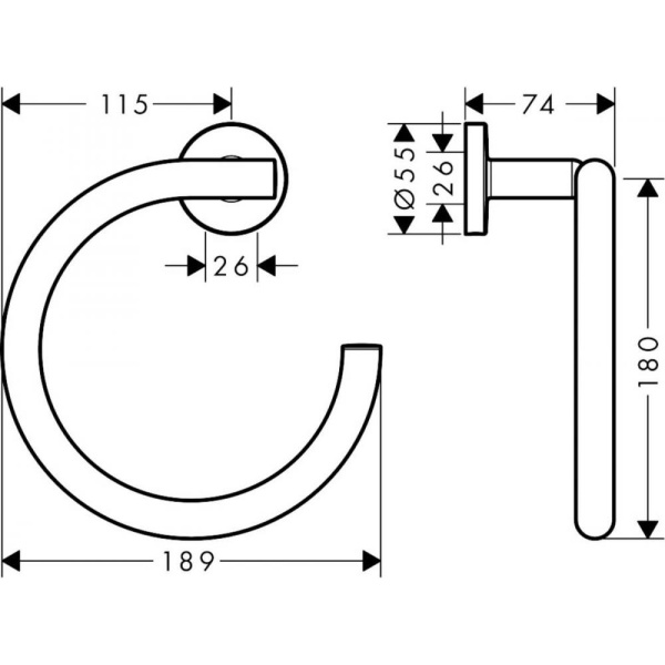 Полотенцедержатель в форме кольца Hansgrohe Logis Universal 41724000, хром