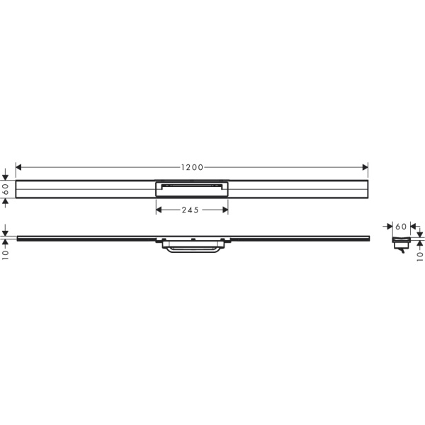 Внешняя часть трапа для душа hansgrohe RainDrain Flex, 120 см, укорачиваемая 56047000, хром