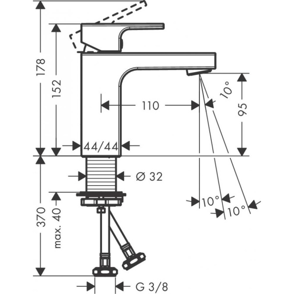 Смеситель для раковины 100, без сливного набора Hansgrohe Vernis Shape 71569000, хром