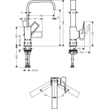 Смеситель hansgrohe Metropol для раковины 74511000, хром