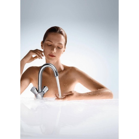 Смеситель hansgrohe Logis для раковины с двумя рукоятками и сливным гарнитуром 71222000, хром