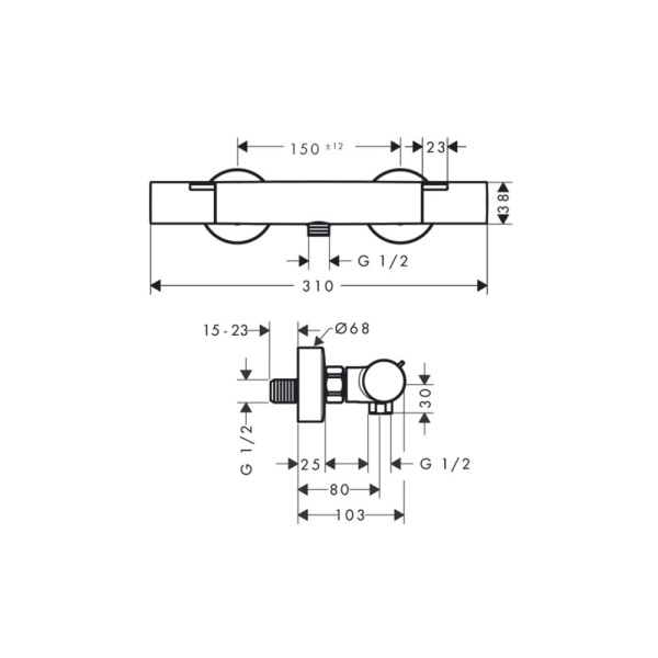 Термостат для душа hansgrohe Ecostat Fine, 13324670, матовый черный