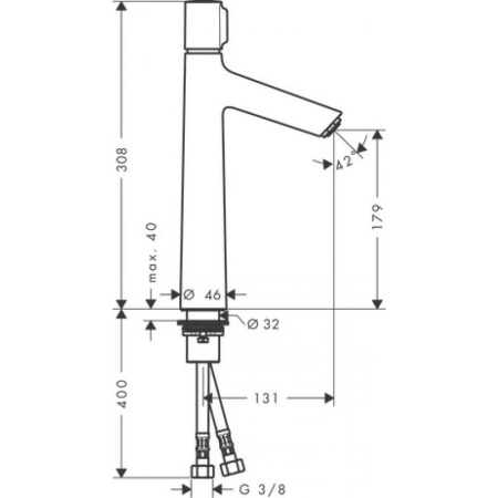 Смеситель для раковины Hansgrohe Talis Select S 190, однорычажный, без сливного набора 72045000, хром