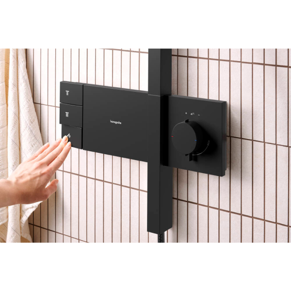 Душевая система hansgrohe Raindance Alive S Showerpipe 300 2jet с термостатом ShowerSelect Comfort, 24595670, матовый черный
