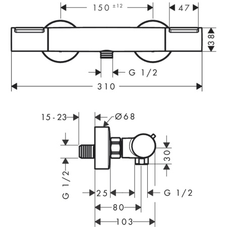 Термостат для душа hansgrohe Ecostat Element, 13346000, хром