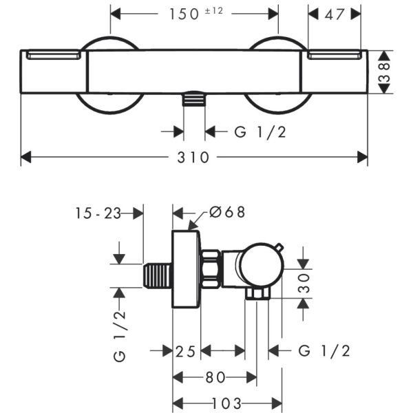 Термостат для душа hansgrohe Ecostat Element, 13346000, хром