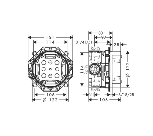 Смеситель для душа со скрытой частью Hansgrohe Logis 71605000S хром