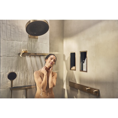 Боковой душ Hansgrohe Rainfinity, 500, 1jet,с полкой, 26243140, шлифованная бронза