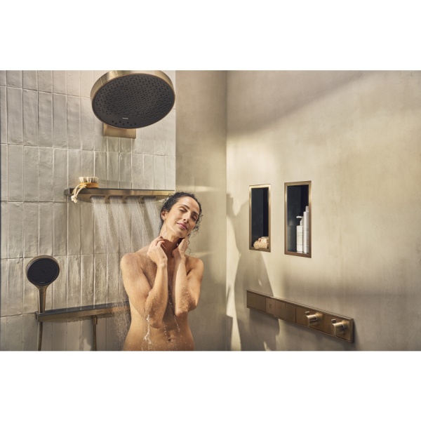 Боковой душ Hansgrohe Rainfinity, 500, 1jet,с полкой, 26243140, шлифованная бронза