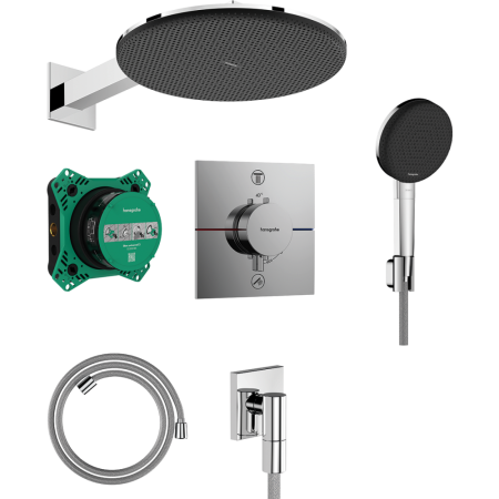 Душевая система hansgrohe Raindance Alive S Design ShowerSet 300 1jet с термостатом ShowerSelect Comfort E, 24630000, хром