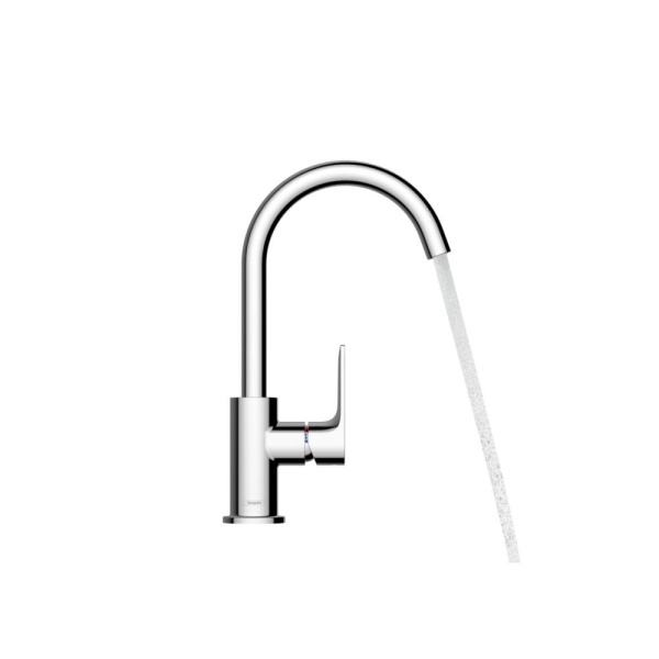 Смеситель для раковины hansgrohe Rebris E 210, с поворотным изливом, со сливным гарнитуром 72576000, хром