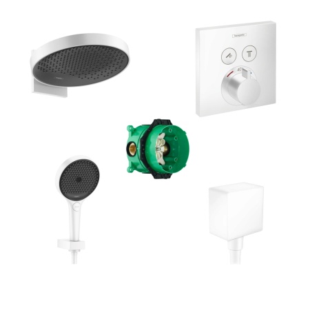 Готовый набор для душа скрытого монтажа hansgrohe Rainfinity с термостатом ShowerSelect HG-PR153, матовый белый